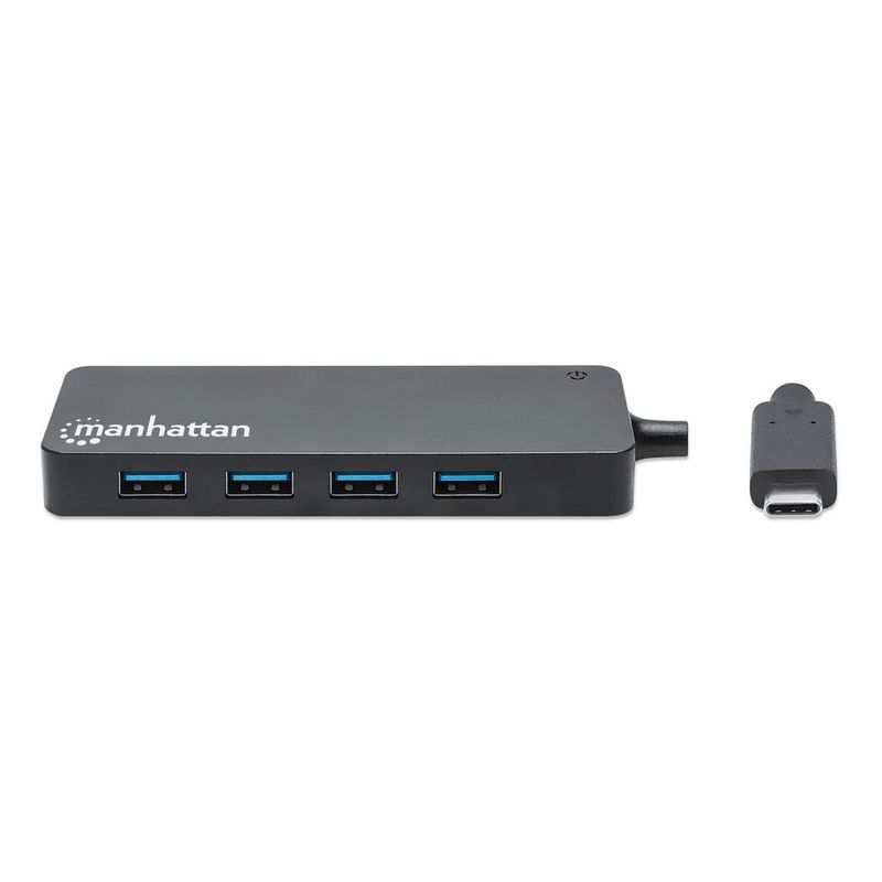 Manhattan-164924-hub-di-interfaccia-USB-3.2-Gen-1-3.1-Gen-1-Type-C-5000-Mbit-s-Nero--USB-C-Dock-Hub-Ports-4-USB-A-x4-5-G