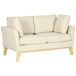 HOMCOM-Divano-da-2-Posti-in-Legno-di-Eucalipto-e-Tessuto-Effetto-Lino-con-2-Cuscini-137x78x78-cm-Beige