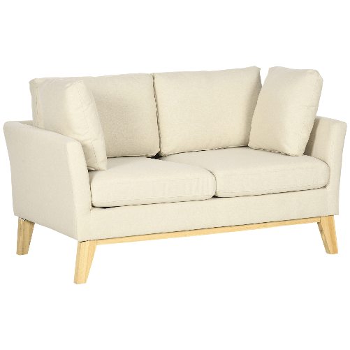 HOMCOM-Divano-da-2-Posti-in-Legno-di-Eucalipto-e-Tessuto-Effetto-Lino-con-2-Cuscini-137x78x78-cm-Beige
