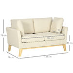 HOMCOM-Divano-da-2-Posti-in-Legno-di-Eucalipto-e-Tessuto-Effetto-Lino-con-2-Cuscini-137x78x78-cm-Beige