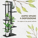 Outsunny-Scaletta-Portavasi-a-5-Livelli-per-Interni-ed-Esterni-in-MDF-e-Acciaio-40x22x113-cm-Nero