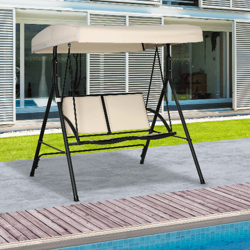 Outsunny-Dondolo-a-2-Posti-da-Giardino-con-Tettuccio-Regolabile-140x118x162cm-Beige