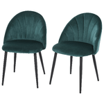HOMCOM-Set-2-Sedie-Sala-da-Pranzo-Imbottite-con-Design-Nordico-ed-Ergonomico-Sedie-da-Cucina-e-soggiorno-in-Metallo-e-Velluto-Verde-52x54x79-cm