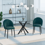 HOMCOM-Set-2-Sedie-Sala-da-Pranzo-Imbottite-con-Design-Nordico-ed-Ergonomico-Sedie-da-Cucina-e-soggiorno-in-Metallo-e-Velluto-Verde-52x54x79-cm