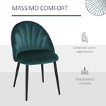 HOMCOM-Set-2-Sedie-Sala-da-Pranzo-Imbottite-con-Design-Nordico-ed-Ergonomico-Sedie-da-Cucina-e-soggiorno-in-Metallo-e-Velluto-Verde-52x54x79-cm