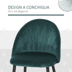 HOMCOM-Set-2-Sedie-Sala-da-Pranzo-Imbottite-con-Design-Nordico-ed-Ergonomico-Sedie-da-Cucina-e-soggiorno-in-Metallo-e-Velluto-Verde-52x54x79-cm