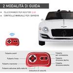 HOMCOM-Macchina-Elettrica-per-Bambini-Bentley-con-2-Portiere-Guida-Manuale-e-Telecomando-Fari-e-Suoni-108x60x43cm-Bianco