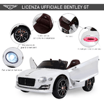 HOMCOM-Macchina-Elettrica-per-Bambini-Bentley-con-2-Portiere-Guida-Manuale-e-Telecomando-Fari-e-Suoni-108x60x43cm-Bianco