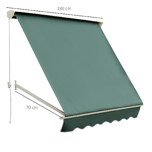 Outsunny-Tenda-da-Sole-a-Caduta-con-Rullo-Avvolgibile-e-Angolazione-Regolabile-0-120°-180×70cm-Verde