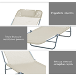 Outsunny-Set-2-Lettini-Prendisole-Pieghevoli-con-Schienale-Reclinabile-a-4-Livelli-Metallo-e-Tessuto-a-Rete-Beige