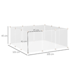 PawHut-Recinto-per-Conigli-Cuccioli-e-Piccoli-Animali-Modulabile-in-Metallo-e-PP-12-Pannelli-da-35x45cm-Bianco