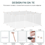 PawHut-Recinto-per-Conigli-Cuccioli-e-Piccoli-Animali-Modulabile-in-Metallo-e-PP-12-Pannelli-da-35x45cm-Bianco