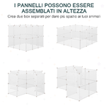 PawHut-Recinto-per-Conigli-Cuccioli-e-Piccoli-Animali-Modulabile-in-Metallo-e-PP-12-Pannelli-da-35x45cm-Bianco