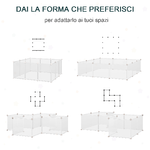 PawHut-Recinto-per-Conigli-Cuccioli-e-Piccoli-Animali-Modulabile-in-Metallo-e-PP-12-Pannelli-da-35x45cm-Bianco