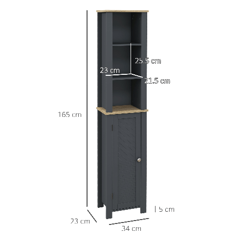 kleankin-Colonna-Bagno-Salvaspazio-con-Armadietto-e-3-Ripiani-Aperti-in-Legno-34x23x165cm-Grigio