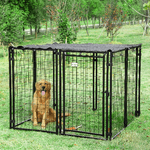 PawHut-Recinto-per-Cani-Pieghevole-con-Copertura-8-Pannelli-con-Porta-Bloccabile-141x141x113cm-Nero