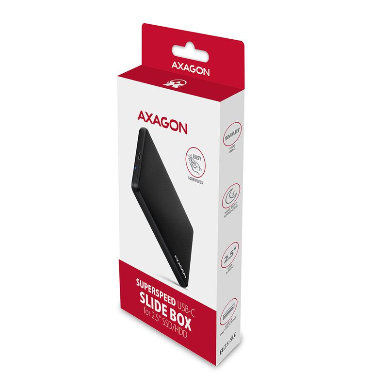 Axagon-EE25-SLC-contenitore-di-unit--di-archiviazione-Box-esterno-HDD-SSD-Nero-2.5--AXAGON-EE25-SLC-USB-C-3.2-Gen1---SAT