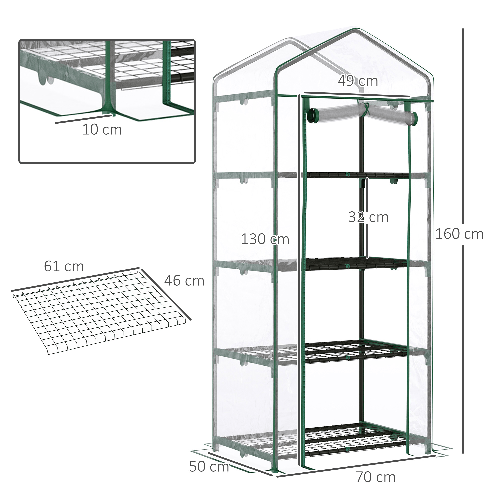 Outsunny-Serra-da-Balcone-Compatta-con-4-Ripiani-e-Copertura-in-PVC-Trasparente-70x50x160cm