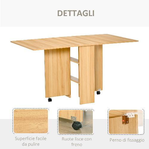 HOMCOM-Tavolo-da-Pranzo-Pieghevole-e-Moderno-con-Ripiano-Tavolo-da-Cucina-e-Sala-da-Pranzo-140x80x74cm-Color-Legno