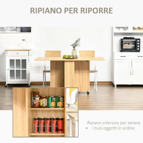 HOMCOM-Tavolo-da-Pranzo-Pieghevole-e-Moderno-con-Ripiano-Tavolo-da-Cucina-e-Sala-da-Pranzo-140x80x74cm-Color-Legno