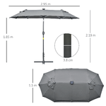 Outsunny-Ombrellone-doppio-con-Base-a-crocee-Luci-Solari-295x150x219cm-Grigio