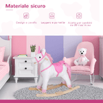 HOMCOM-Cavallo-a-Dondolo-in-Legno-Unicorno-Giocattolo-Cavalcabile-Bambini-Peluche-78-×-28-×-68cm-Rosa