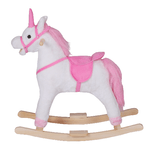 HOMCOM-Cavallo-a-Dondolo-in-Legno-Unicorno-Giocattolo-Cavalcabile-Bambini-Peluche-78-×-28-×-68cm-Rosa