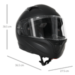 HOMCOM-Casco-Moto-Integrale-con-Visiera-Esterna-e-Parasole-Slot-per-Bluetooth-e-Certificato-ECE-R22-Taglia-XL-61-62cm-Nero