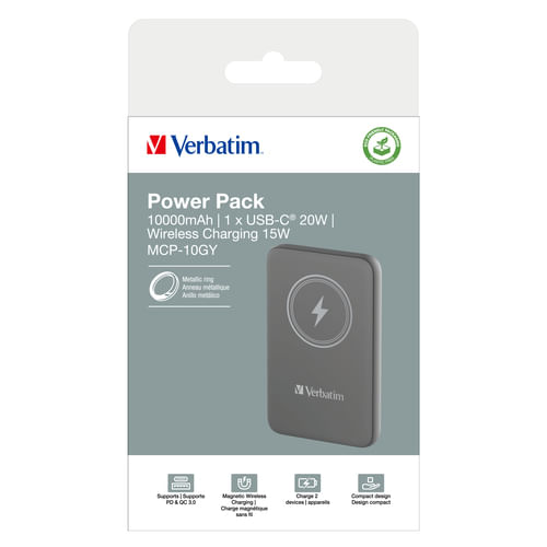 Verbatim-Power-Bank-10000-Chargengo-Magnetica-Wireless-Grigia