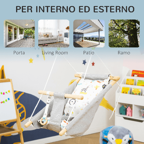 Outsunny-Altalena-per-Bambini-6-36-Mesi-in-Legno-e-Cotone-70x45x160cm-Grigio