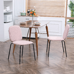 HOMCOM-Set-di-2-Sedie-da-Pranzo-in-Tessuto-Imbottite-e-Impilabili-con-Gambe-in-Acciaio-Rosa