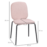 HOMCOM-Set-di-2-Sedie-da-Pranzo-in-Tessuto-Imbottite-e-Impilabili-con-Gambe-in-Acciaio-Rosa