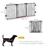 PawHut-Cancelletto-di-Sicurezza-Pieghevole-e-regolabile-in-Acciaio-Barriera-per-Cani-con-Chiusura-Automatica-e-Sistema-di-Blocco---Nero