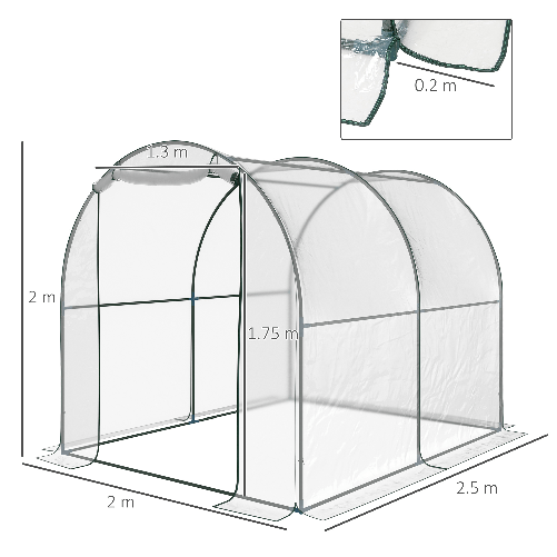 Outsunny-Serra-Tunnel-da-giardino-Serra-da-Balcone-per-Piante-e-Orto-con-Copertura-in-PVC-Porta-Avvolgibile-e-Telaio-in-Acciaio-2x3x2m