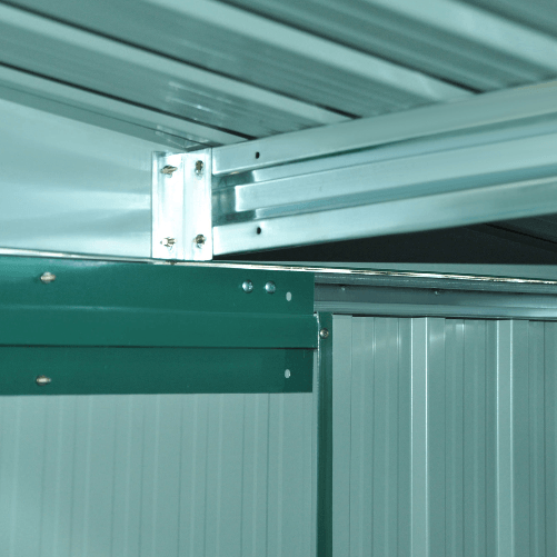 Outsunny-Casetta-da-Giardino-Porta-Utensili-in-Lamiera-di-Acciaio-Capanno-da-Giardino-in-Acciaio-con-Base-e-Porte-Scorrevoli-258x206x178cm-Verde