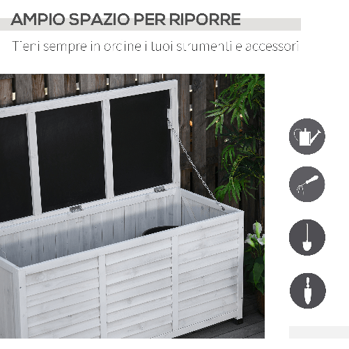 Outsunny-Panca-Contenitore-in-Legno-di-Abete-Cassapanca-da-Esterno-con-Piedini-Antiscivolo-127x56x60cm-Bianco