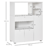 HOMCOM-Mobile-Cucina-per-Microonde-con-Armadietti-Mensole-e-Cassetto-Credenza-Moderna-in-Legno-90x40x120cm-Bianco