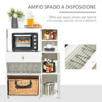 HOMCOM-Mobile-Cucina-per-Microonde-con-Armadietti-Mensole-e-Cassetto-Credenza-Moderna-in-Legno-90x40x120cm-Bianco