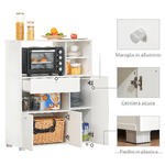 HOMCOM-Mobile-Cucina-per-Microonde-con-Armadietti-Mensole-e-Cassetto-Credenza-Moderna-in-Legno-90x40x120cm-Bianco