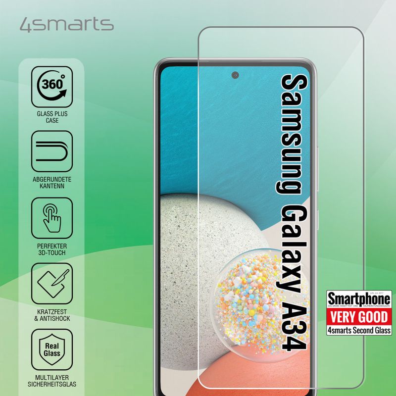 4smarts-Second-Glass-X-Pro-Trasparente-con-telaio-di-montaggio-per-Samsung-Galaxy-A34---A34