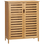 kleankin Mobile Bagno Moderno a 2 Ante con 2 Ripiani Ventilati in Bambù, 68x32x86 cm, color Legno