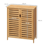 kleankin-Mobile-Bagno-Moderno-a-2-Ante-con-2-Ripiani-Ventilati-in-Bambu-68x32x86-cm-color-Legno