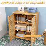 kleankin-Mobile-Bagno-Moderno-a-2-Ante-con-2-Ripiani-Ventilati-in-Bambu-68x32x86-cm-color-Legno