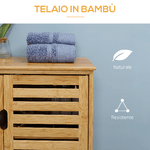 kleankin-Mobile-Bagno-Moderno-a-2-Ante-con-2-Ripiani-Ventilati-in-Bambu-68x32x86-cm-color-Legno