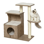 PawHut-Albero-Tiragraffi-per-Gatti-Adulti-Castello-per-Gatti-con-Cuccia-Casetta-in-Legno-Pali-in-Corda-Sisal-e-Cuscini-Rimovibili-Color-caffe-chiaro-66x38x88cm