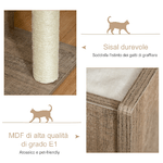 PawHut-Albero-Tiragraffi-per-Gatti-Adulti-Castello-per-Gatti-con-Cuccia-Casetta-in-Legno-Pali-in-Corda-Sisal-e-Cuscini-Rimovibili-Color-caffe-chiaro-66x38x88cm