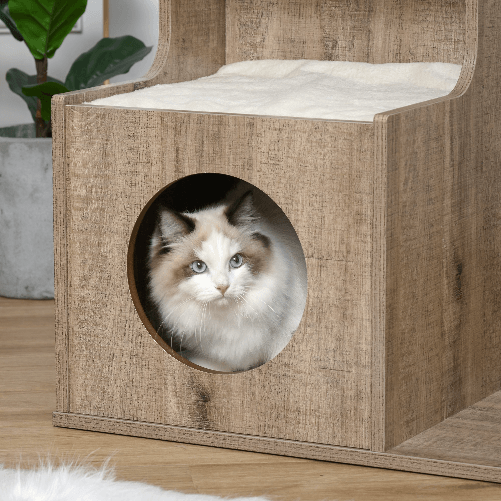 PawHut-Albero-Tiragraffi-per-Gatti-Adulti-Castello-per-Gatti-con-Cuccia-Casetta-in-Legno-Pali-in-Corda-Sisal-e-Cuscini-Rimovibili-Color-caffe-chiaro-66x38x88cm