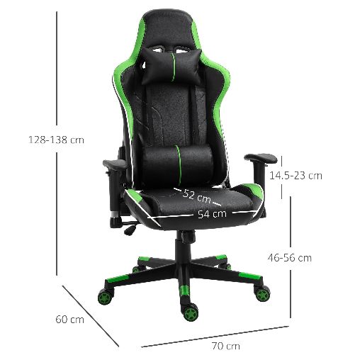 Vinsetto-Poltrona-Gaming-con-Altezza-e-Schienale-Regolabile-Sedia-da-Ufficio-Nera-e-Verde