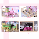 HOMCOM-Casa-delle-Bambole-per-Bambini-3--Anni-in-Legno-di-Pino-e-MDF-a-4-Piani-con-13-Accessori-Rosa-60x30x80-cm