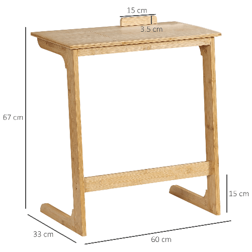 HOMCOM-Tavolino-da-Divano-a-Forma-di-C-in-Legno-di-Bambu-con-Piano-Inclinabile-su-5-Livelli-60x33x67cm